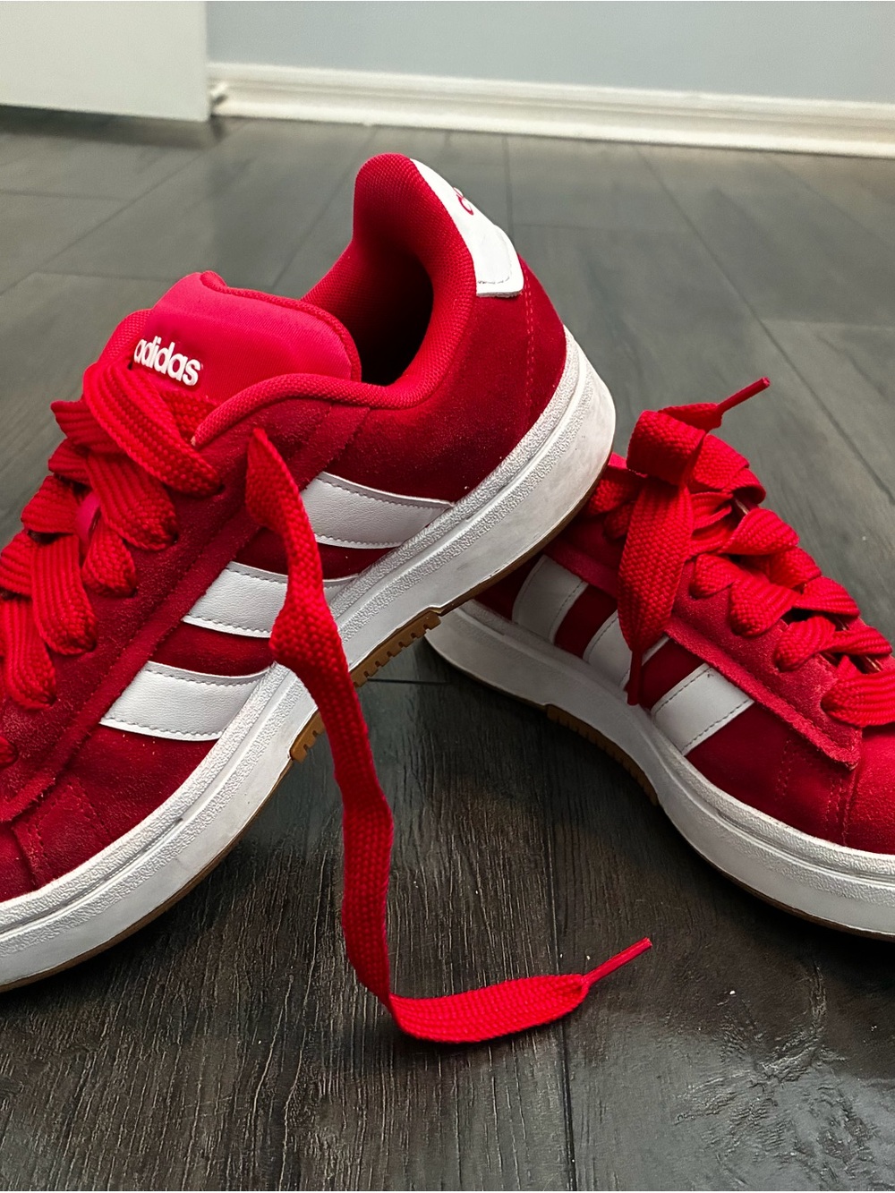 adidas Red and White Low-Top Sneakers